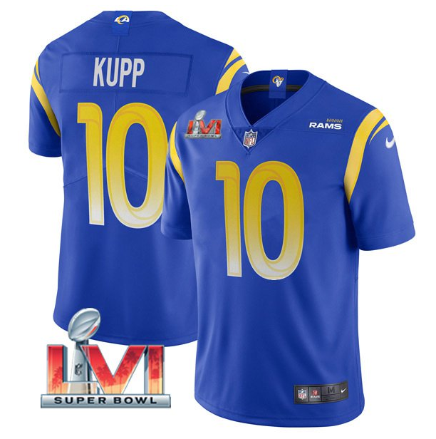 Women's Los Angeles Rams #10 Cooper Kupp 2022 Royal Super Bowl LVI Vapor Limited Stitched Jersey(Run Small)